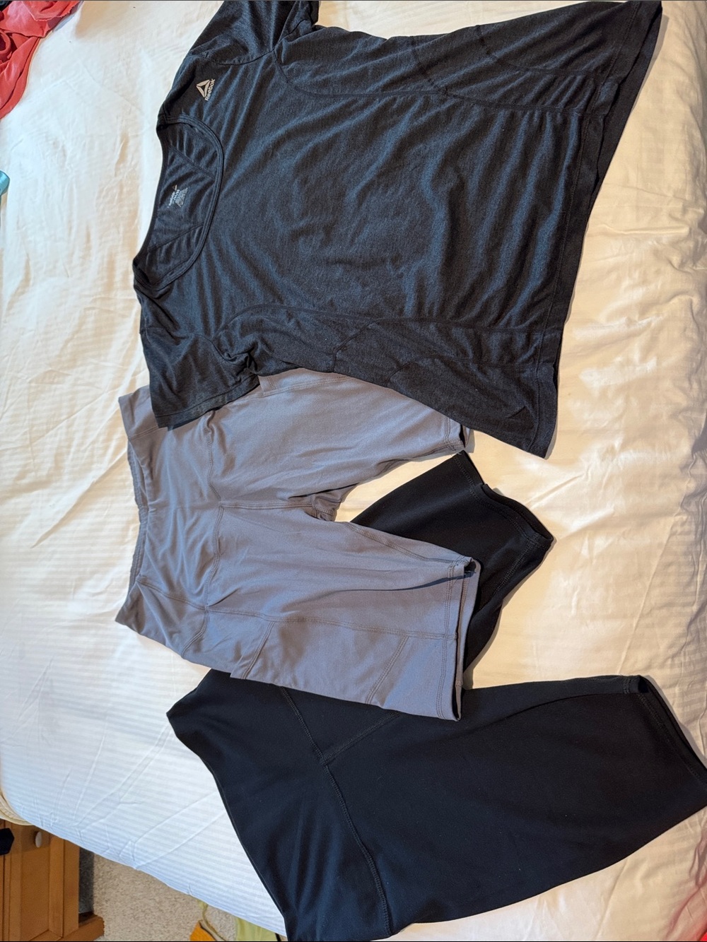 Reebok women’s top M  + Black &Gray Athletic Shorts Set